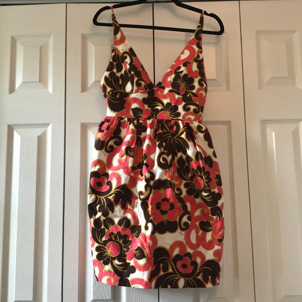 Milly Mini Pink, Brown and White Size 8 Dress